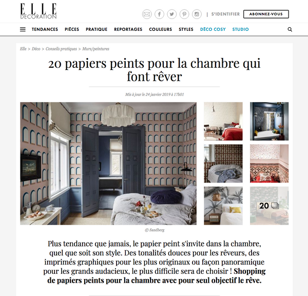 ELLE Décoration: 20 papiers peints pour la chambre qui font rêver