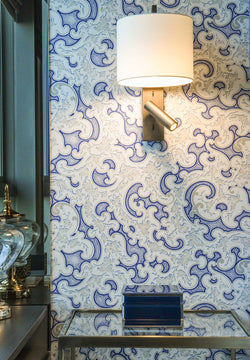 volute Isidore Leroy papier peint romantique acanthe heritage bleu