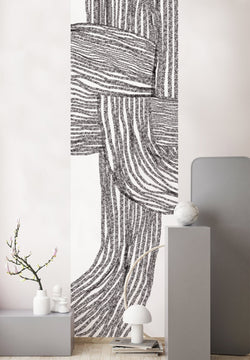 Caroline Gomez Isidore Leroy collaboration papier peint geometrique lés unique organique gris