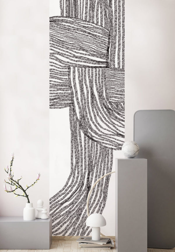 Caroline Gomez Isidore Leroy collaboration papier peint geometrique lés unique organique gris
