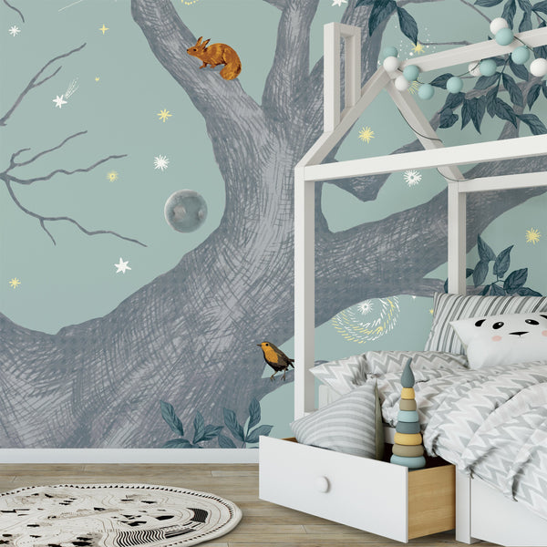 arbracadabre-jour-foret-arbre-animaux-bleu-nuit-papier-peint-isidore-leroy-panoramique-enfant
