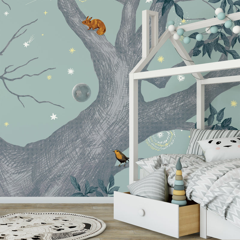 arbracadabre-jour-foret-arbre-animaux-bleu-nuit-papier-peint-isidore-leroy-panoramique-enfant