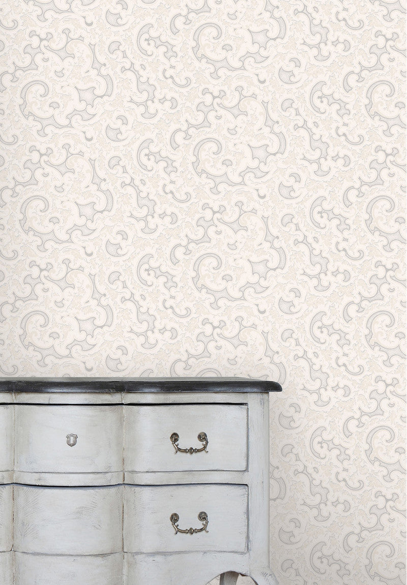 volute Isidore Leroy papier peint romantique acanthe heritage beige